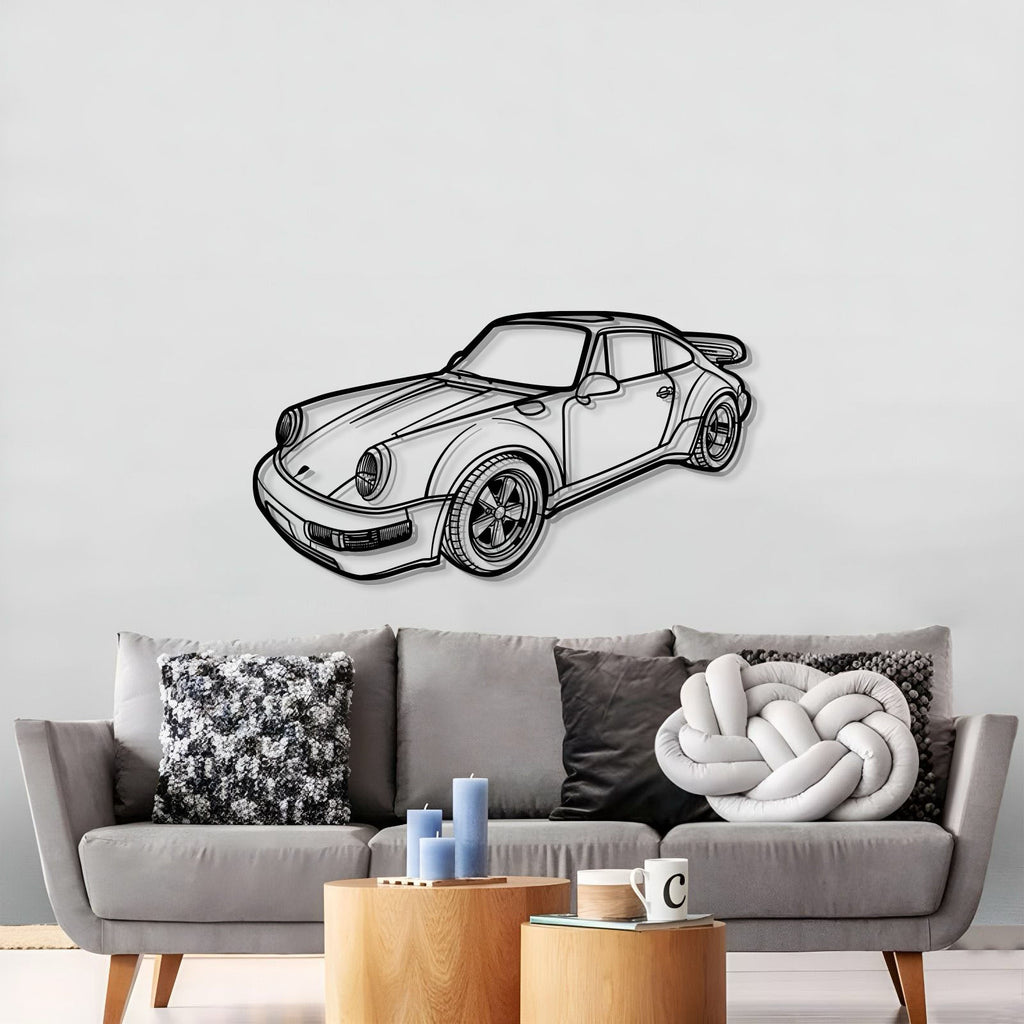1978 911 SC Perspective Metal Car Wall Art displayed on wall
