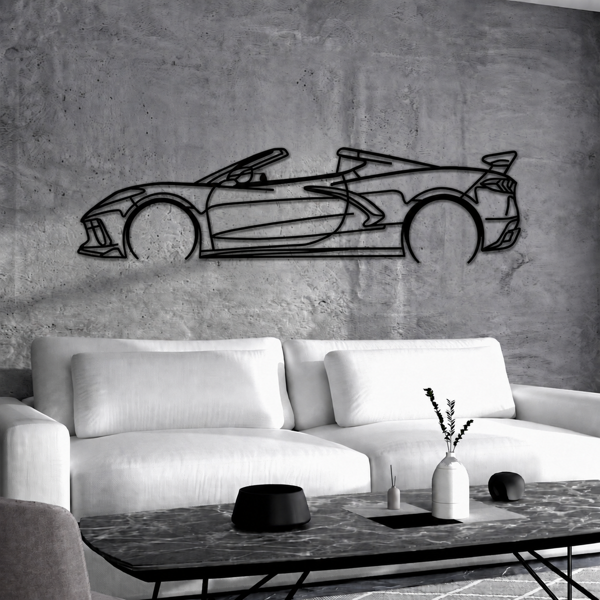 Corvette C8 Detailed Metal Car Wall Art garage décor