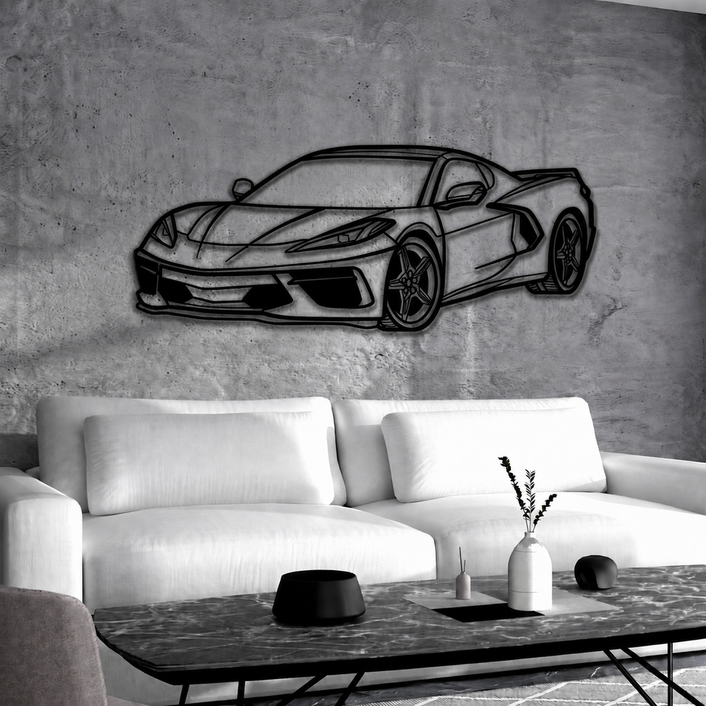 Corvette C8 Perspective Metal Car Wall Art - MT1125