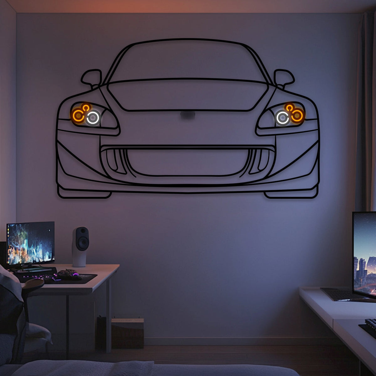 2004 S2000 Front View Metal Neon Car Wall Art -MTN0242 Main image