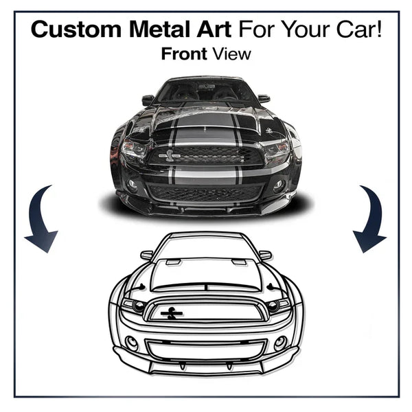 Your Personalized Car Metal Wall Art (Front view, rear and perspective view)