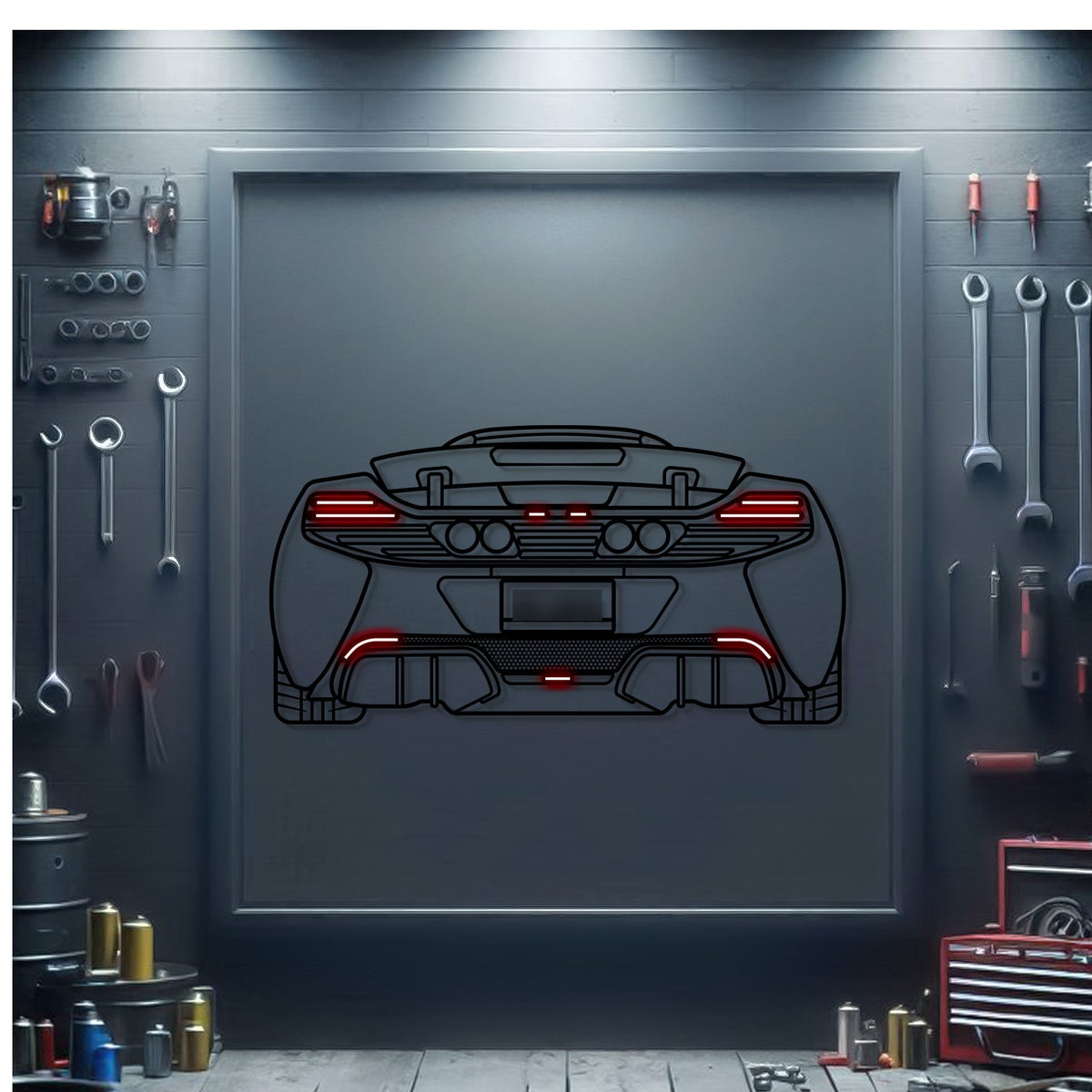 2016 McLaren 650s Back View Metal Neon Car Wall Art - MTN0211 Main image