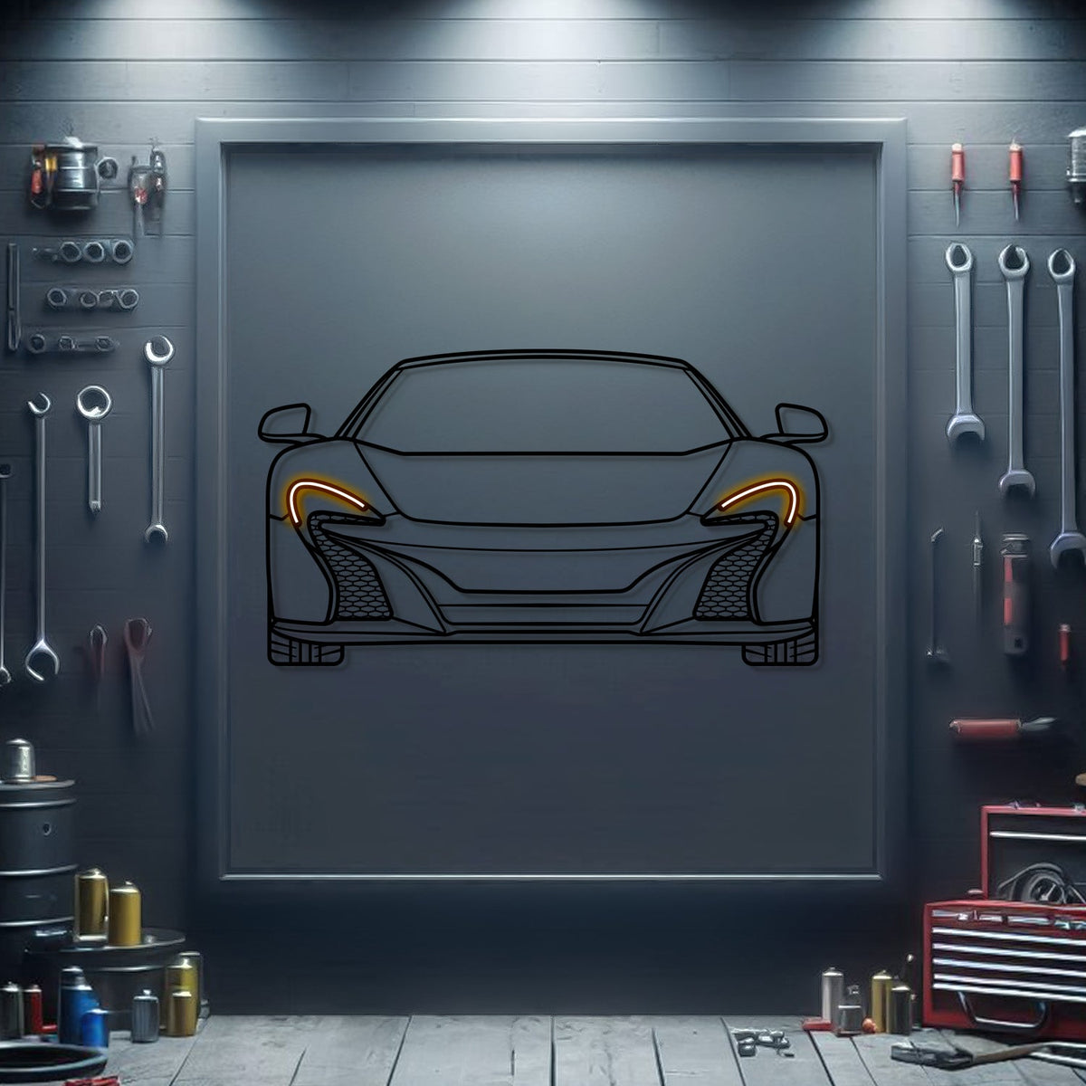 2016 McLaren 650s Front View Metal Neon Car Wall Art - MTN0212 Main image