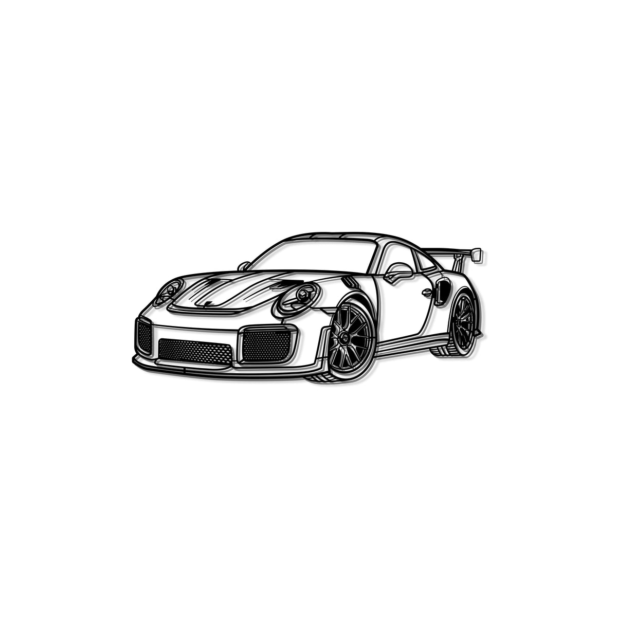 2018 911 GT2 RS Perspective Metal Car Wall Art white finish on wall