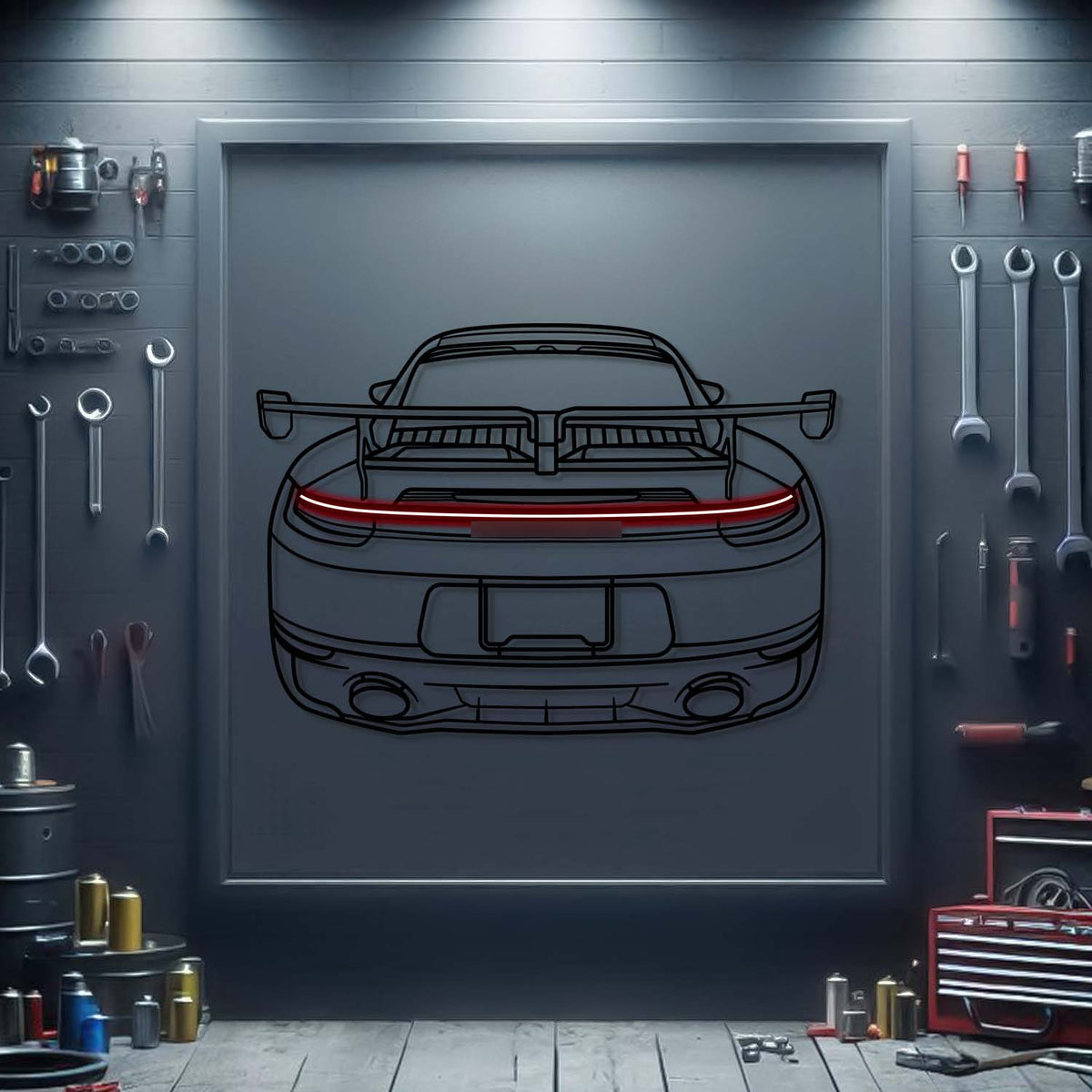 2022 Carrera 4S Back View Metal Neon Car Wall Art - MTN0185 Main image
