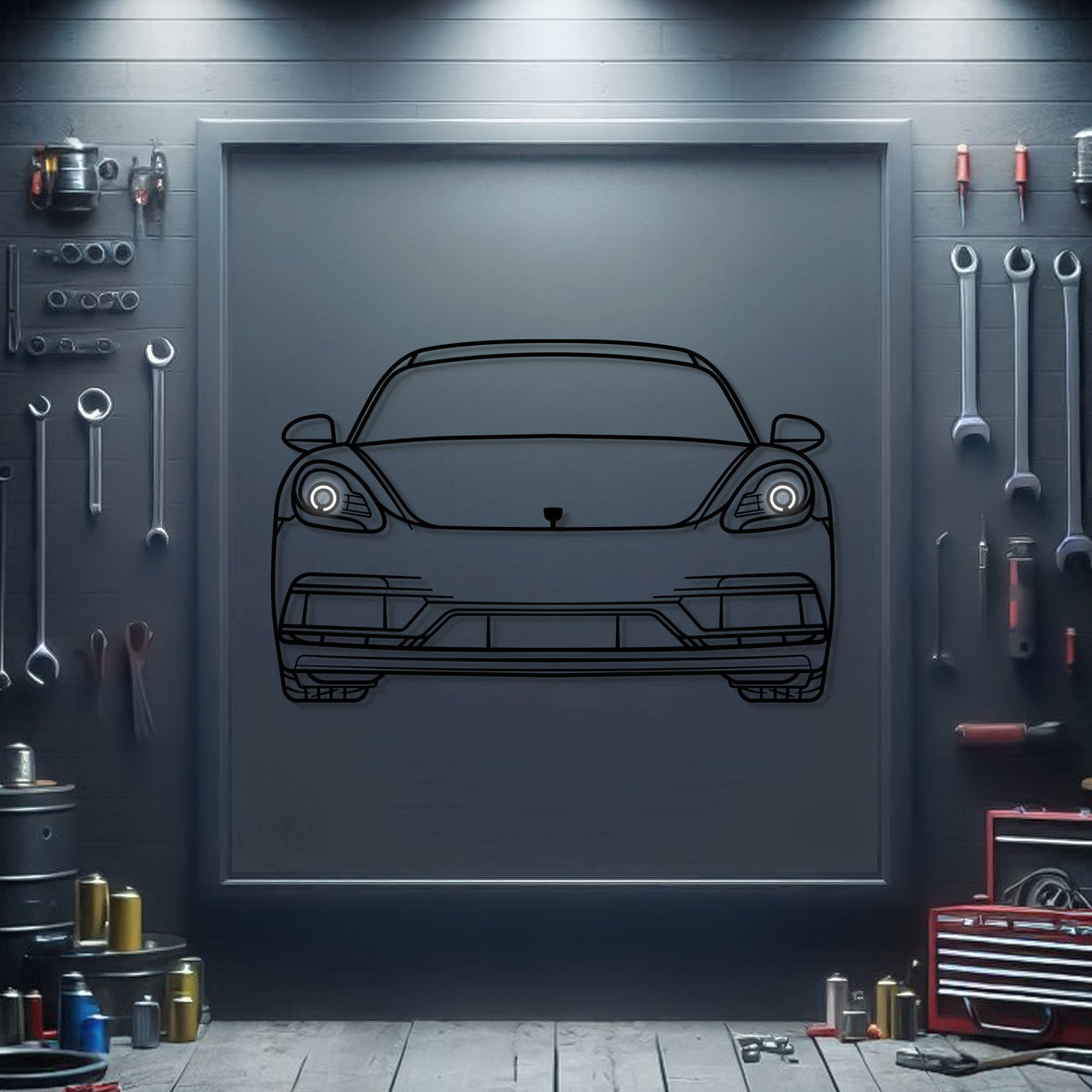 2023 Cayman GTS 4.0 Front View Metal Neon Car Wall Art - MTN0218 Main image