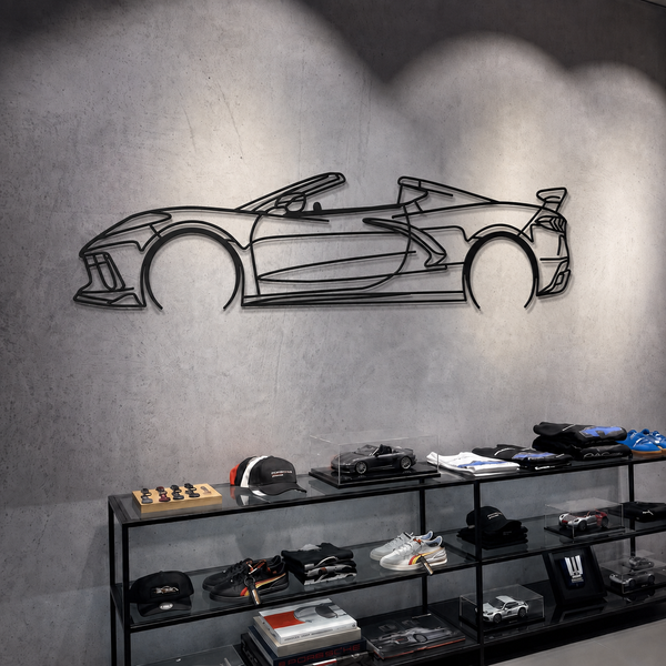 Corvette C8 Detailed Metal Car Wall Art precision-cut metal detail
