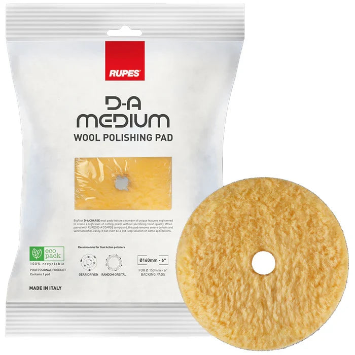 RUPES D-A Medium Wool Polishing Pad 9.NW160M - 6" Yellow Secondary image