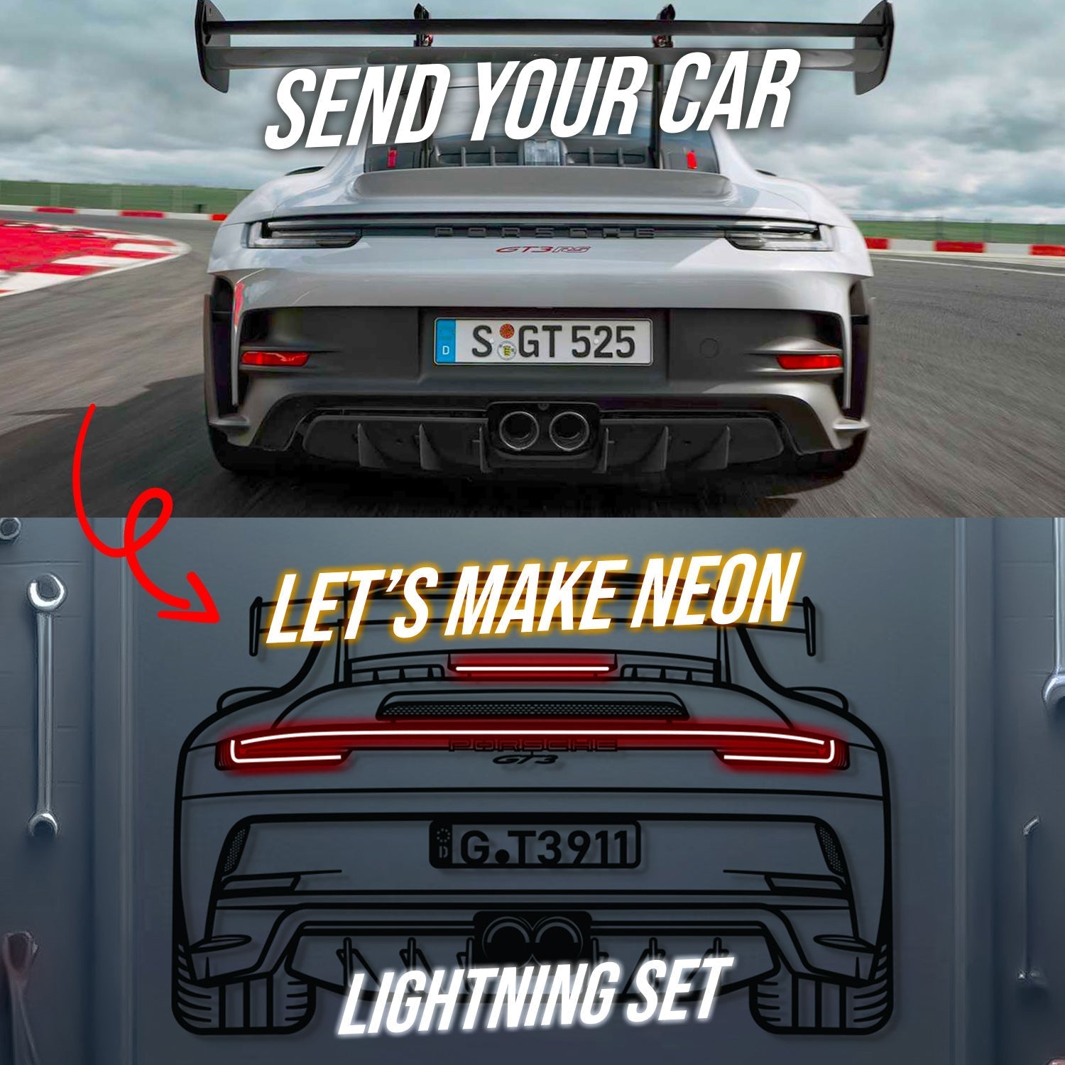 Your Personalized Metal Neon Car Wall Art - (Front and rear views only) Secondary image