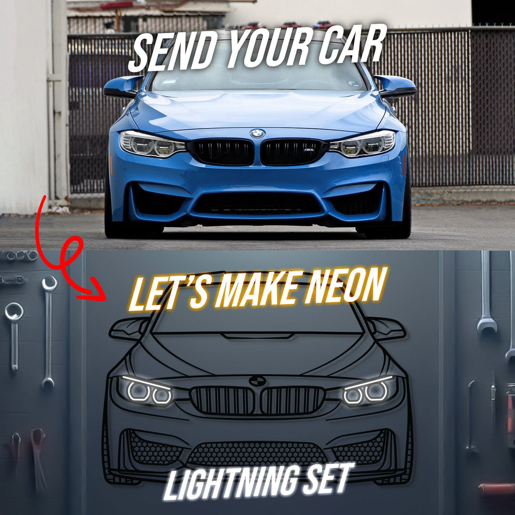 Your Personalized Metal Neon Car Wall Art - (Front and rear views only)