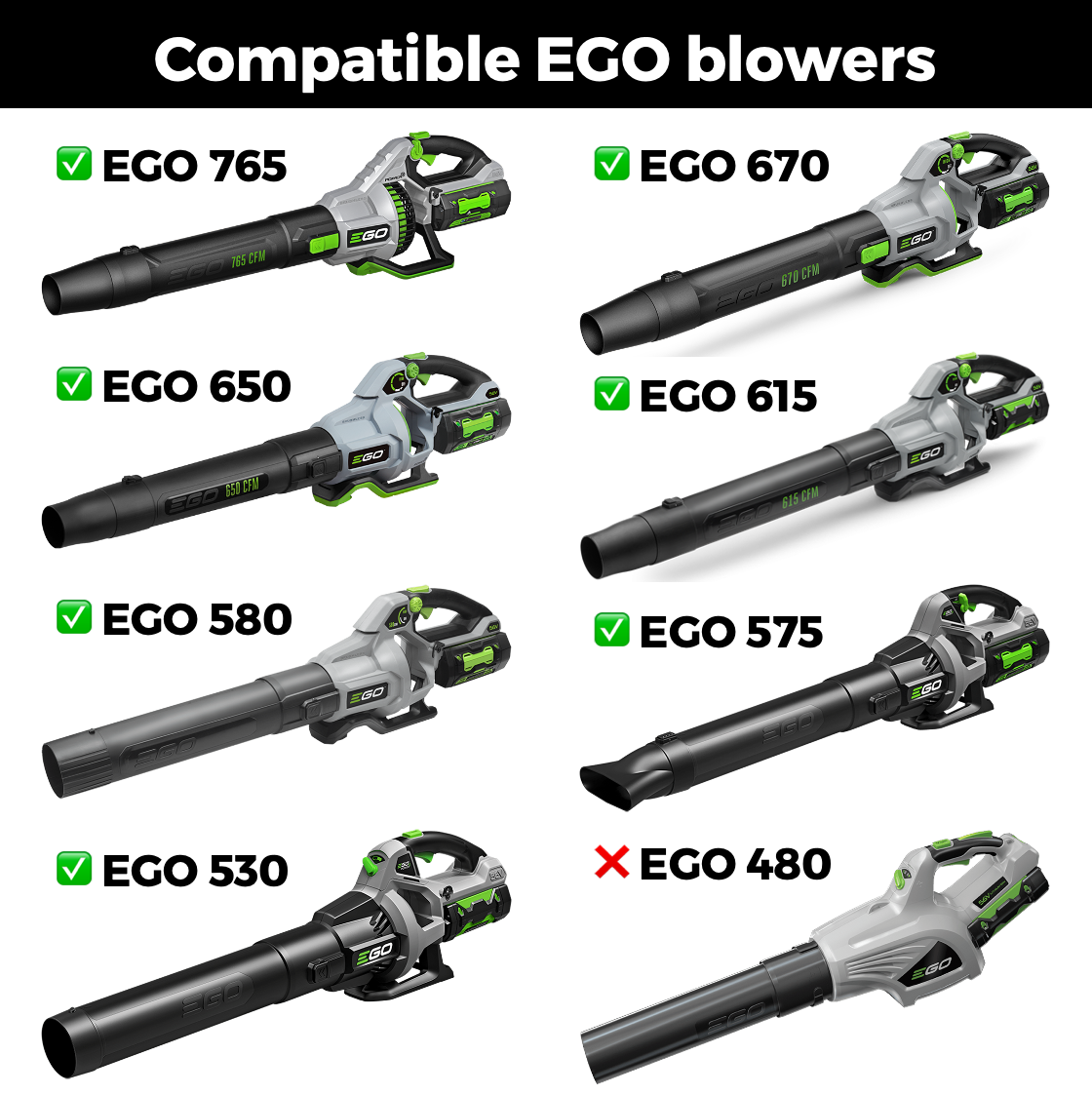 STUBBY® Car Drying Nozzle for EGO Leaf Blowers (765, 670, 650, 615, 580, 575, & 530 CFM Models)