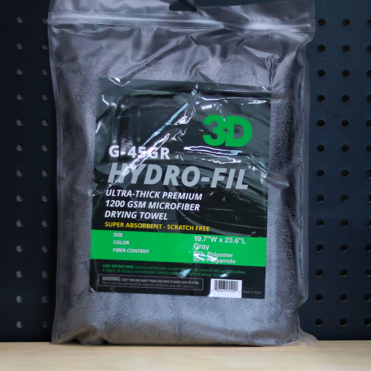3D Gray HYDRO-FIL Ultra-Thick 1200 GSM Premium Microfiber Towel 20X24 G-45GR Main image
