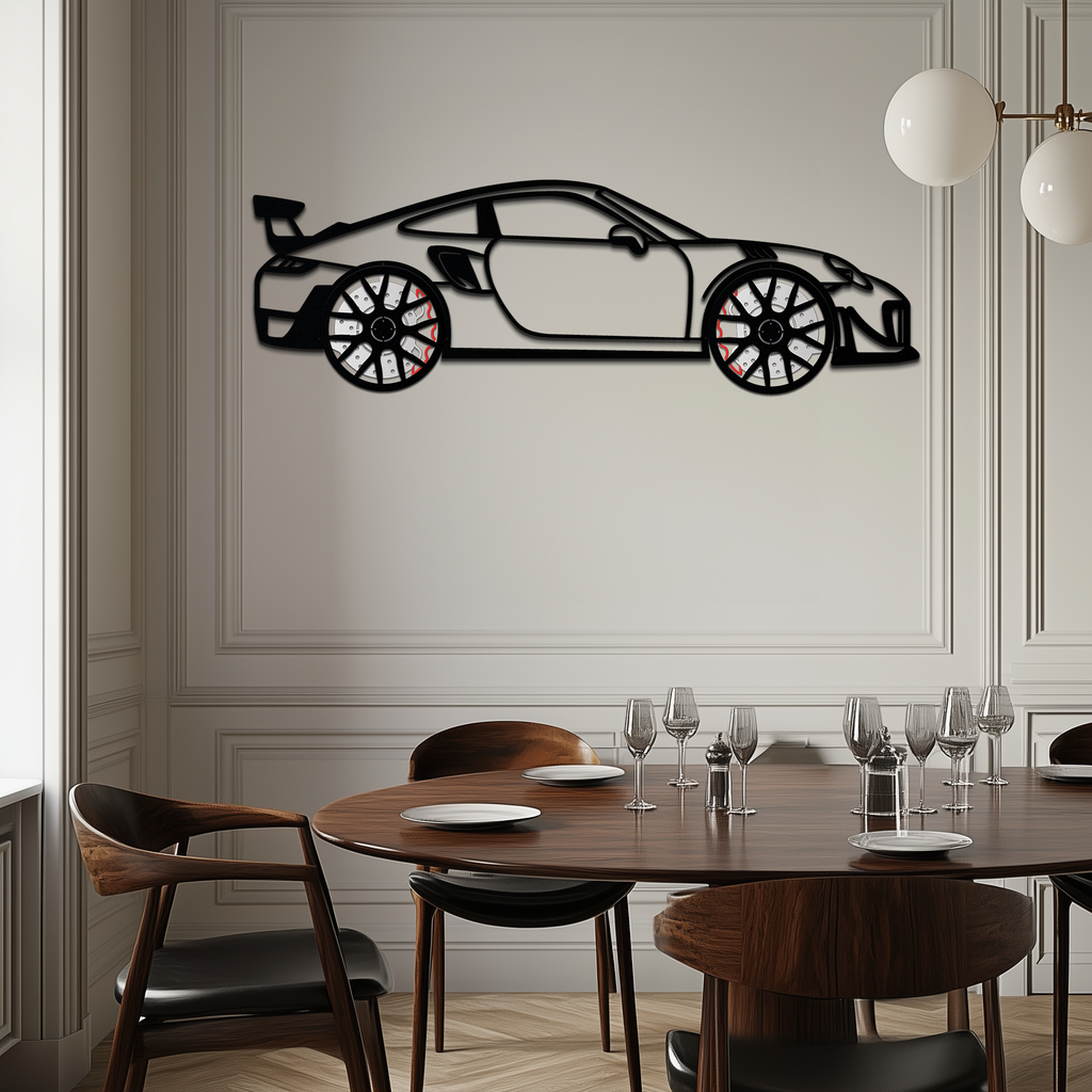 Porsche 911 GT2 Metal Wall Art close-up metal detail