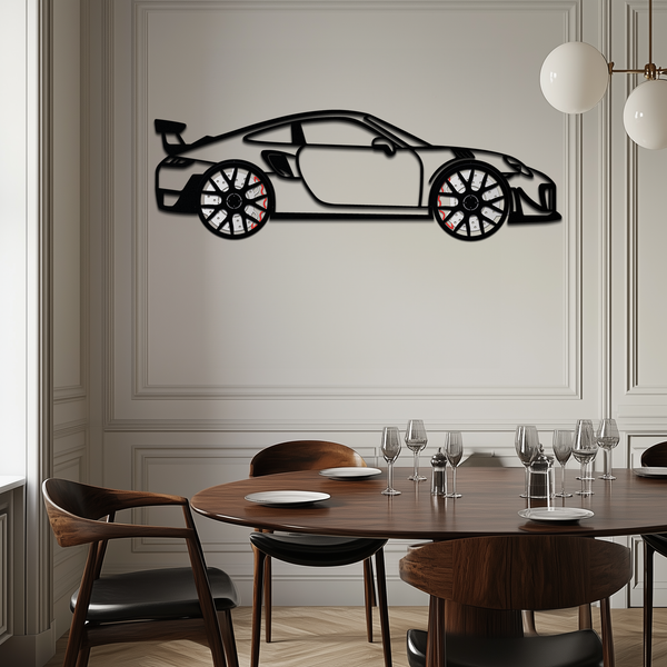 Porsche 911 GT2 Metal Wall Art close-up metal detail