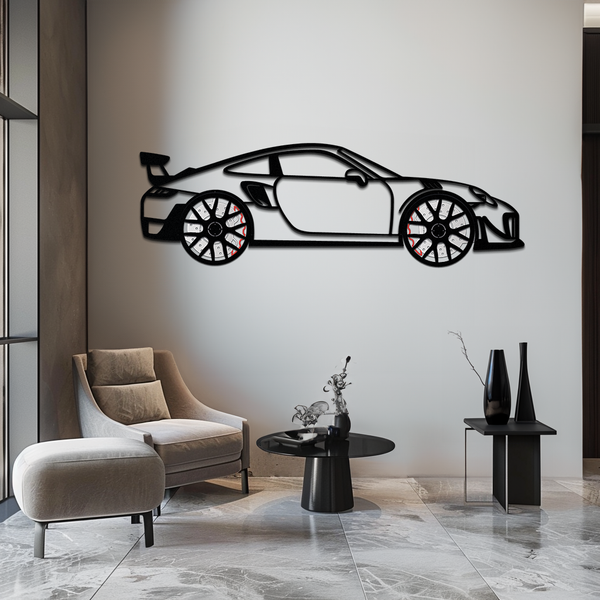 Porsche 911 GT2 Metal Wall Art angled front view