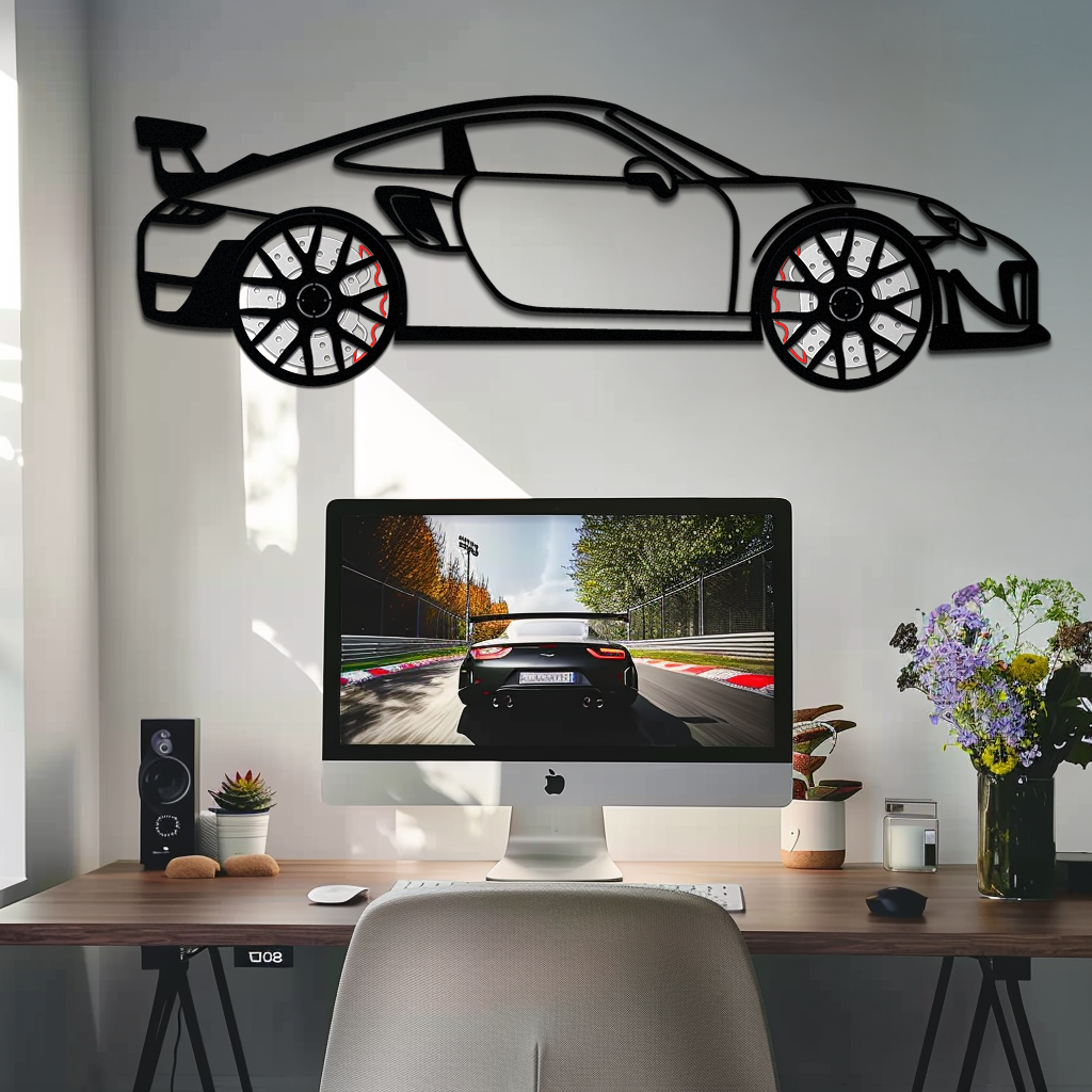 Porsche 911 GT2 Metal Wall Art side profile