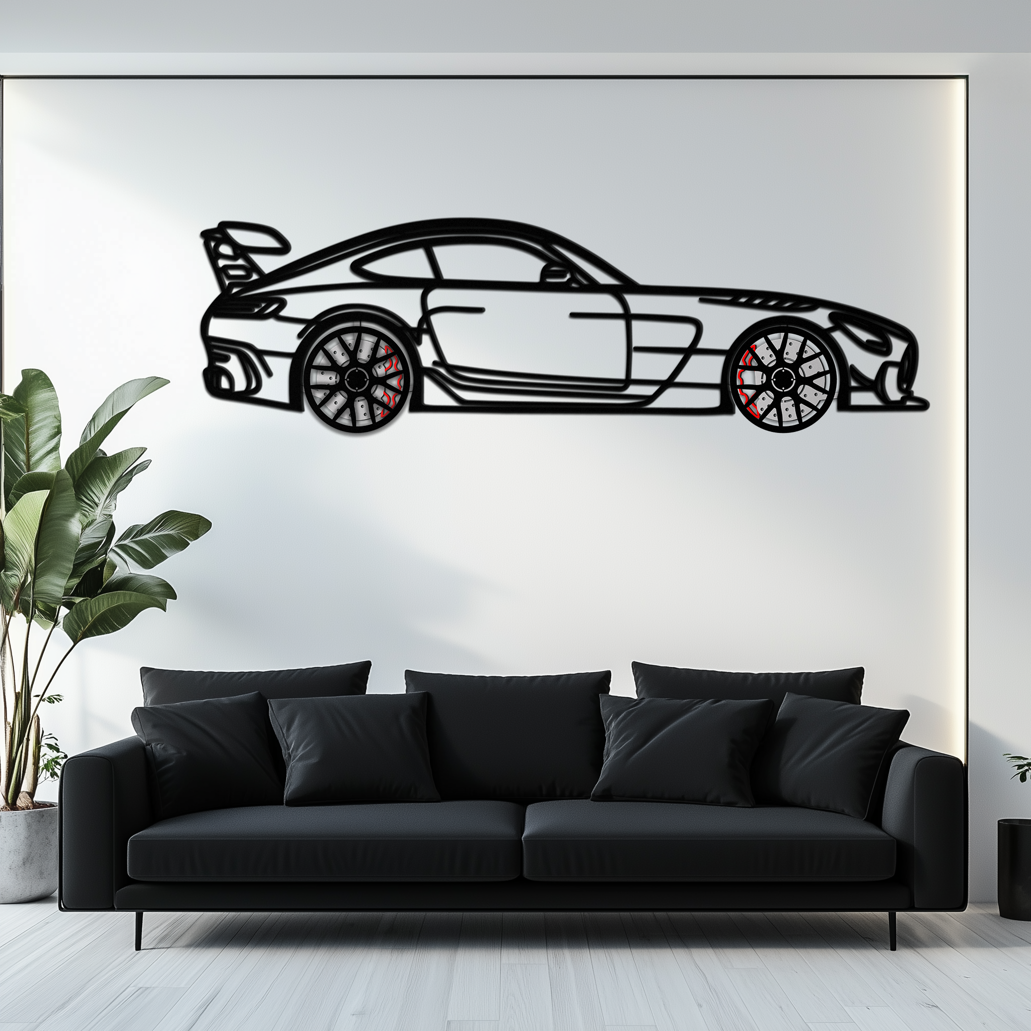 Mercedes AMG GT Metal Wall Art – Rotating Wheels • Luxury Car Silhouette Decor for Garage & HomeKAFMEKA072
