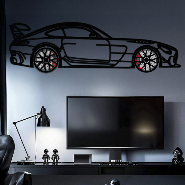 Mercedes AMG GT Metal Wall Art – Rotating Wheels • Luxury Car Silhouette Decor for Garage & HomeKAFMEKA072