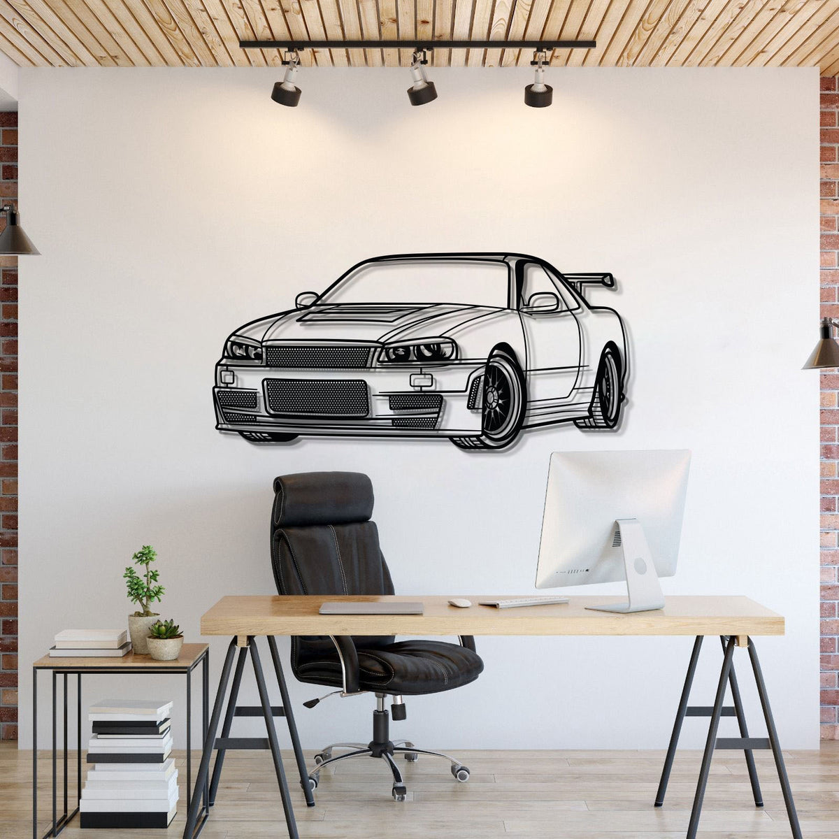 GT-R R34 Perspective Metal Car Wall Art - MT0457 Main image