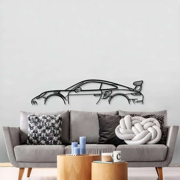 911 GT3 RS Model 991 Metal Car Wall Art displayed on wall