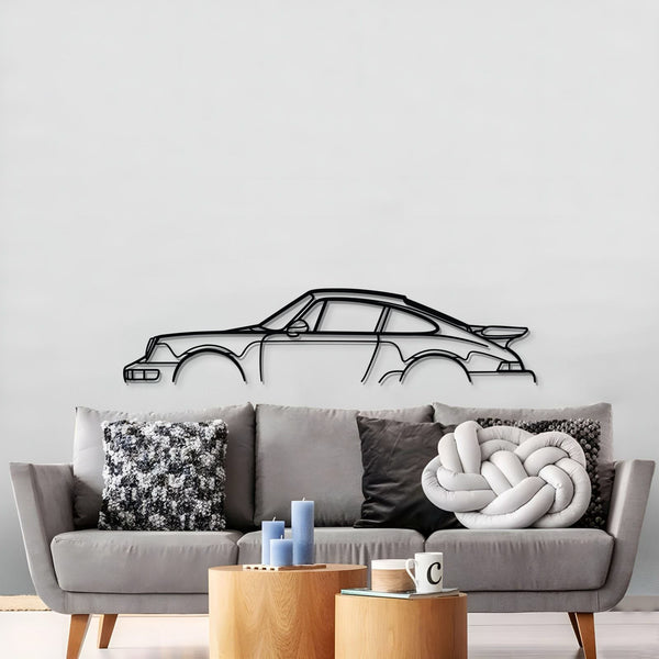 911 Turbo Model 964 Metal Car Wall Art displayed on wall