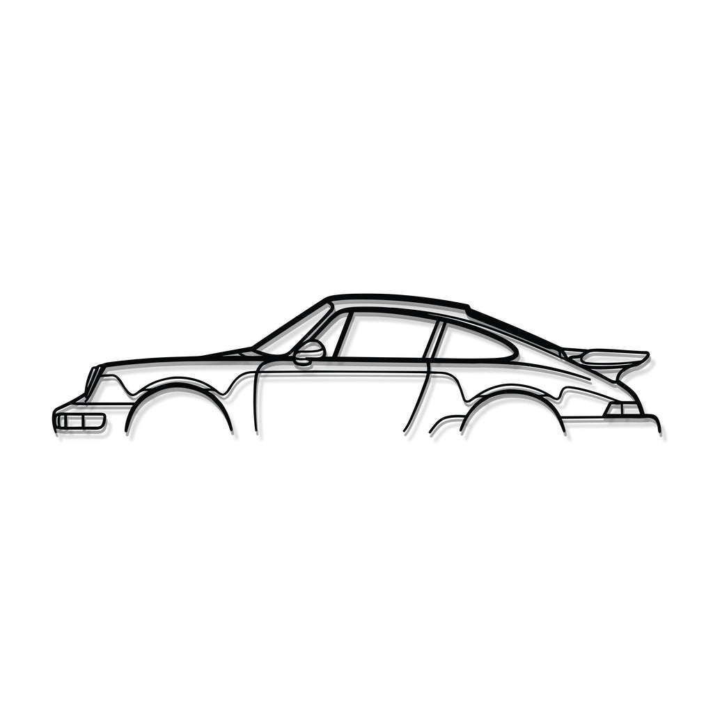 911 Turbo Model 964 Metal Car Wall Art white finish display