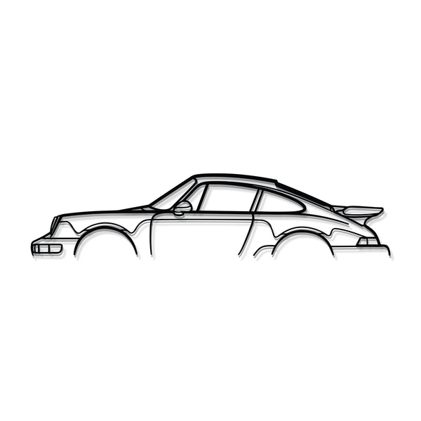 911 Turbo Model 964 Metal Car Wall Art white finish display