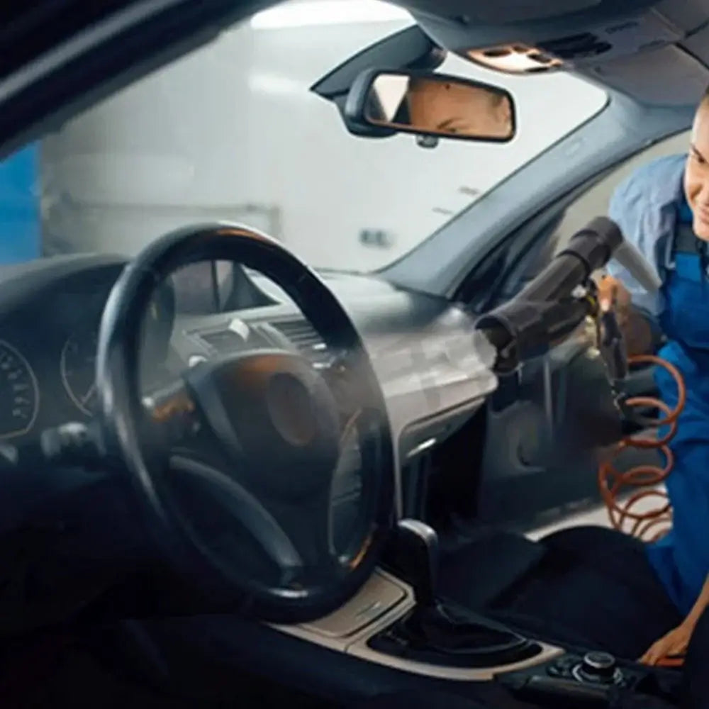 Car Interior Detailing Air Blow Gun copper nozzle close-up