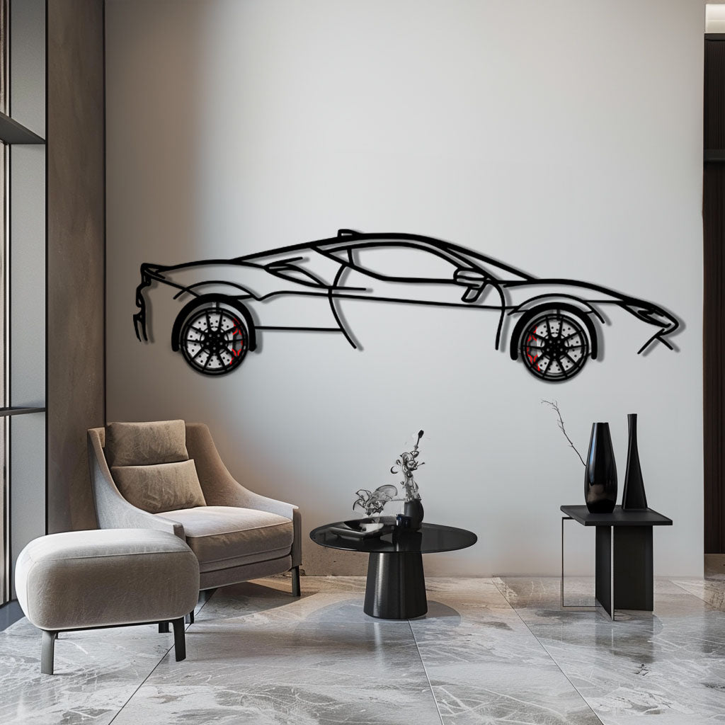 Ferrari SF90 Stradale Metal Car Wall Art side profile