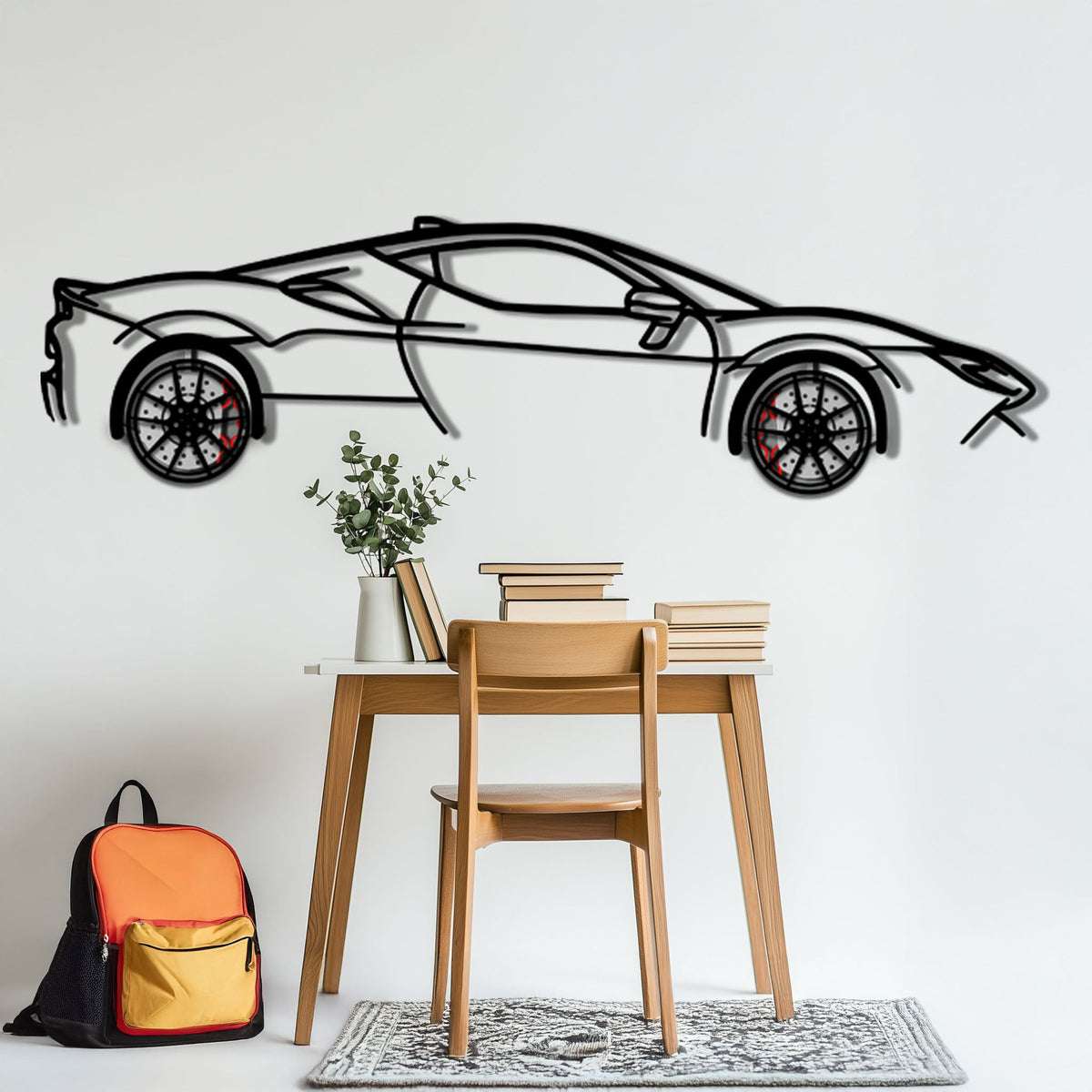 Ferrari SF90 Stradale Metal Car Wall Art rotating wheels detail