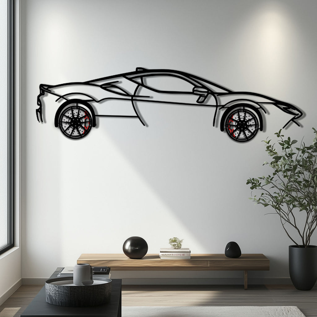 Ferrari SF90 Stradale Metal Car Wall Art with Rotating Wheels front view