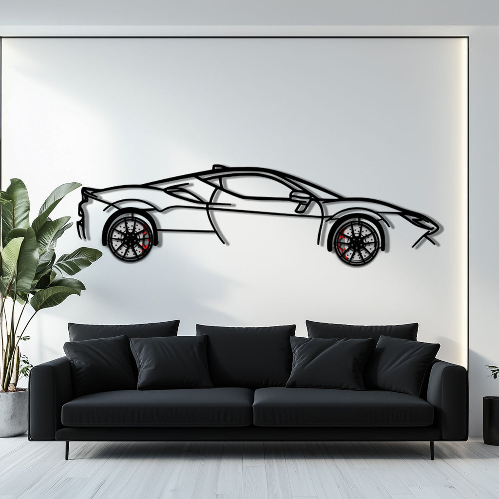 Ferrari SF90 Stradale Metal Car Wall Art side angle view