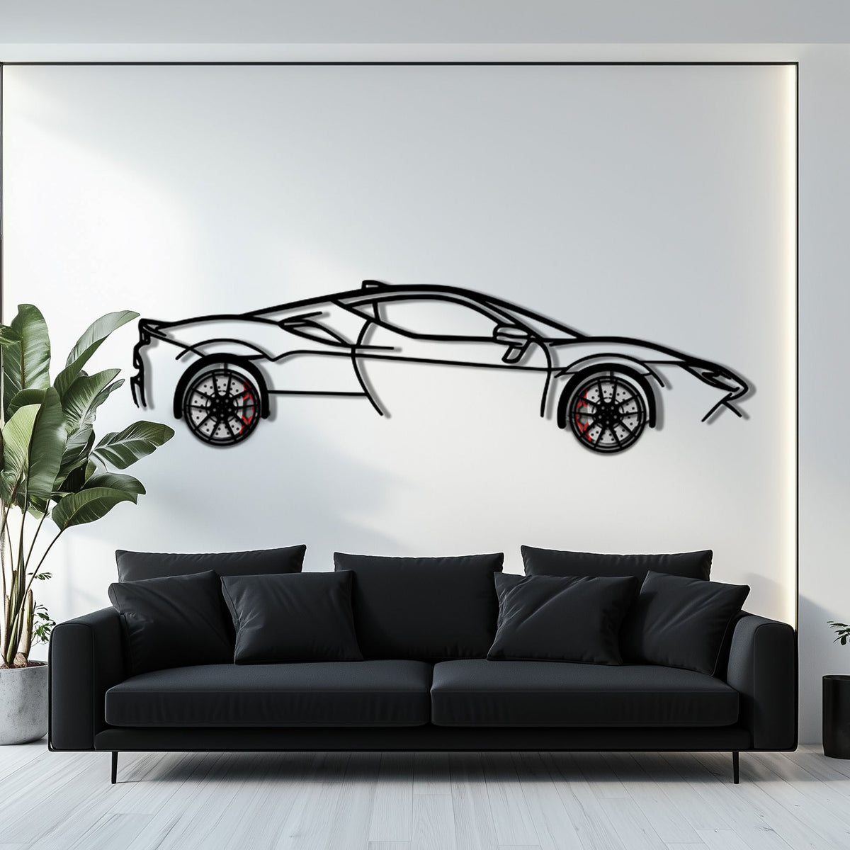 Ferrari SF90 Stradale Metal Car Wall Art side angle view