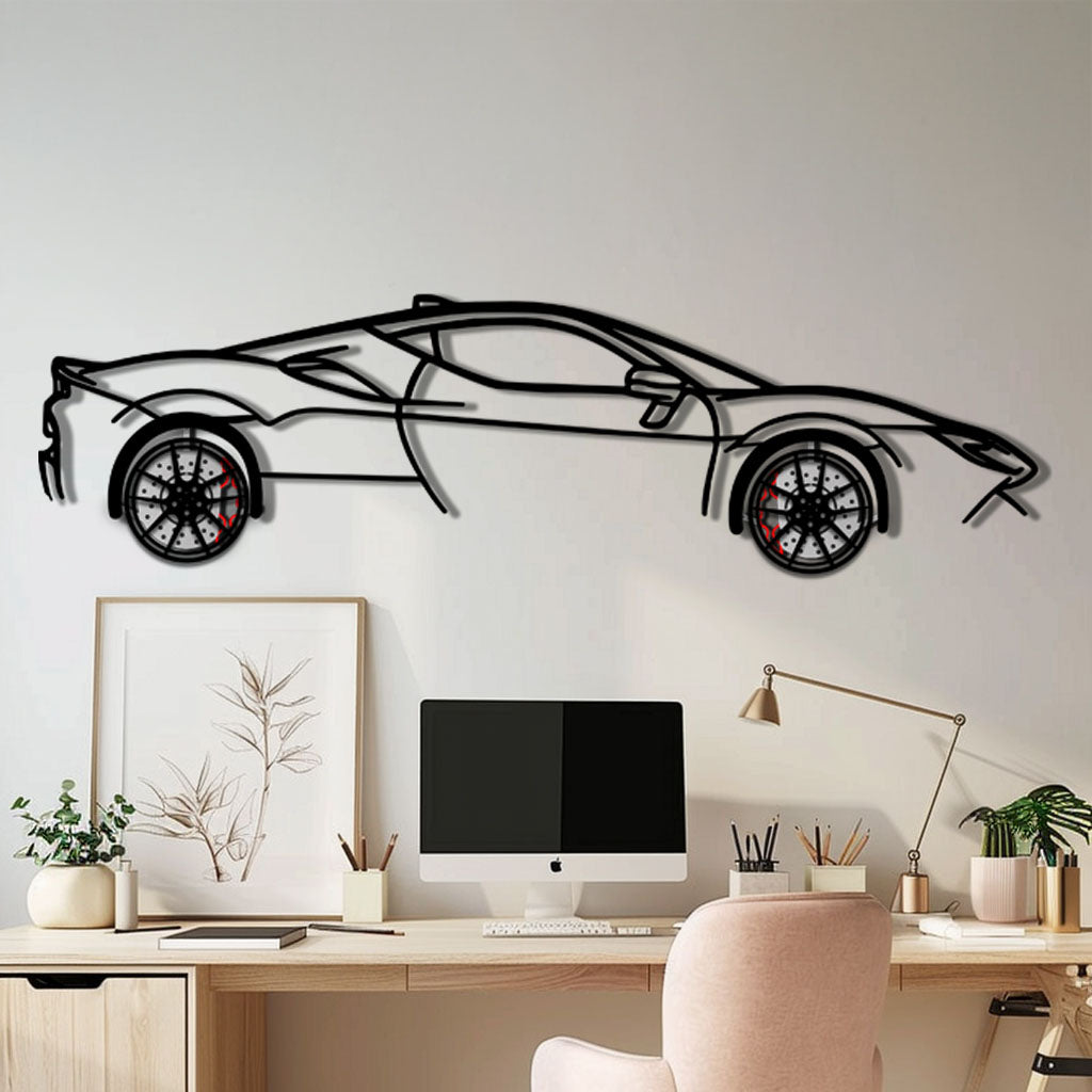 Ferrari SF90 Stradale Metal Car Wall Art with Rotating Wheels