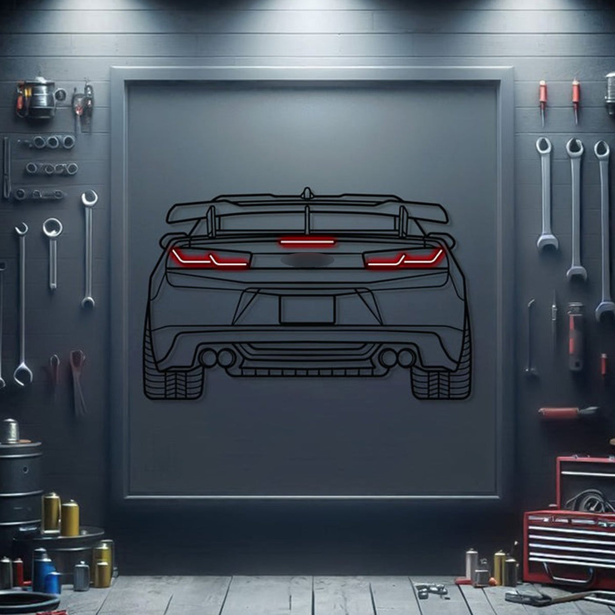 Camaro Back View Metal Neon Car Wall Art - MTN0073 Main image