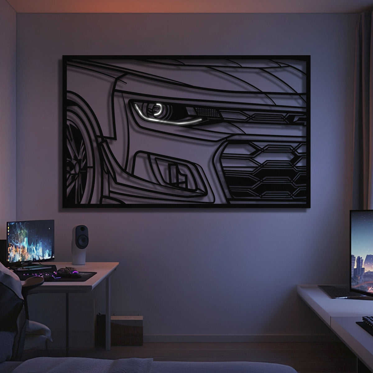 2024 Camaro ZLE 1LE Apex Front View Metal Neon Frame Wall Art - MT1475 Main image