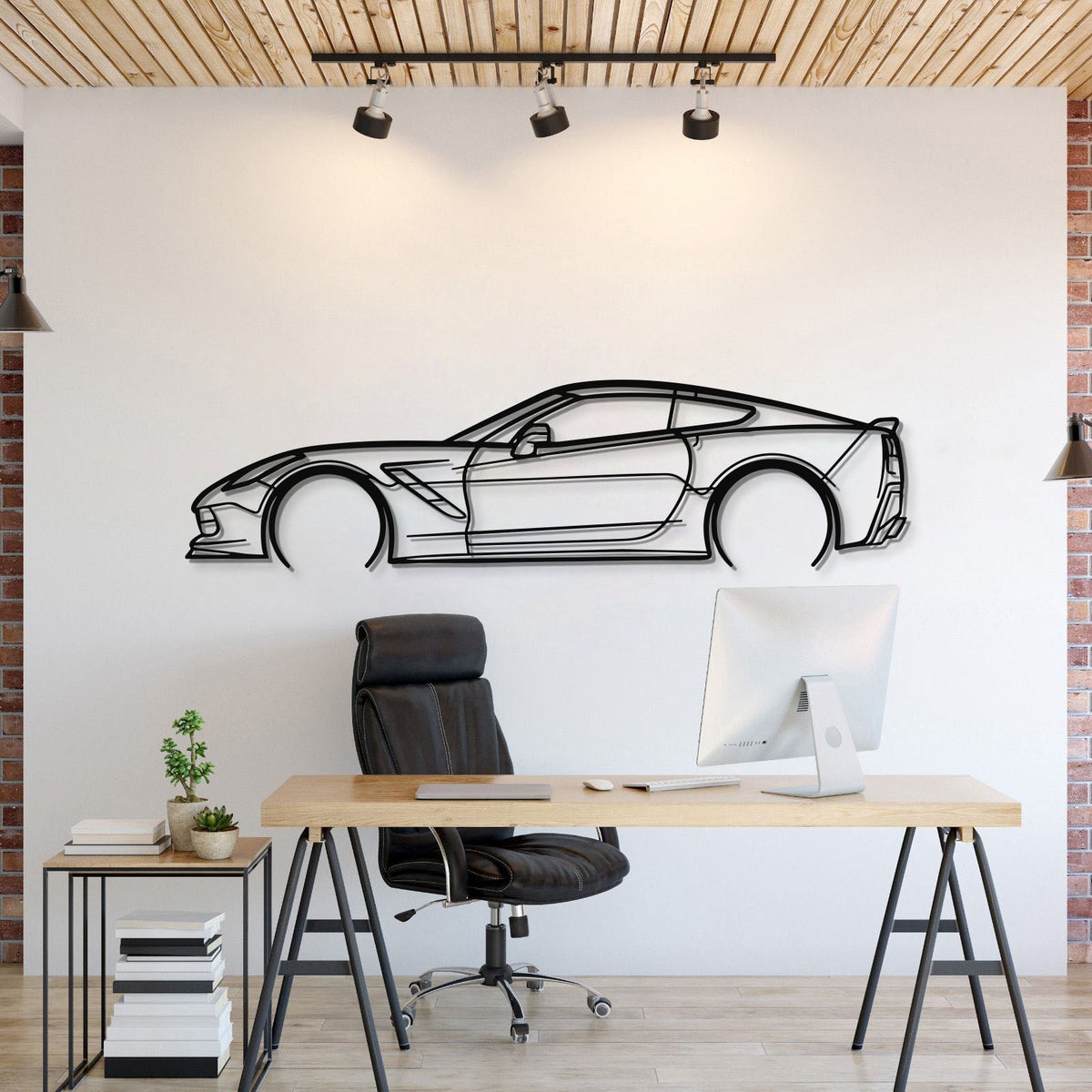 Corvette C7 Detailed Metal Car Wall Art front view Main image