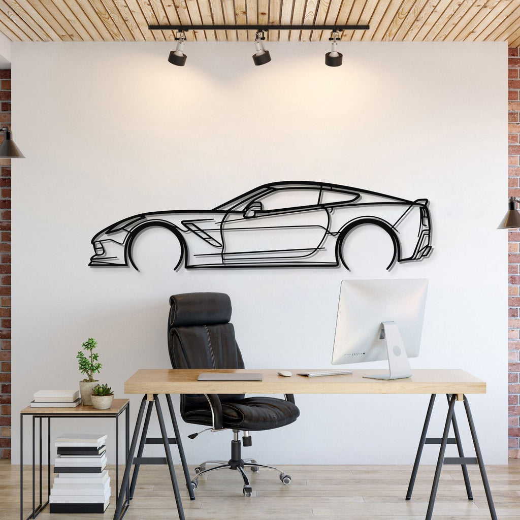 Corvette C7 Detailed Metal Car Wall Art front view