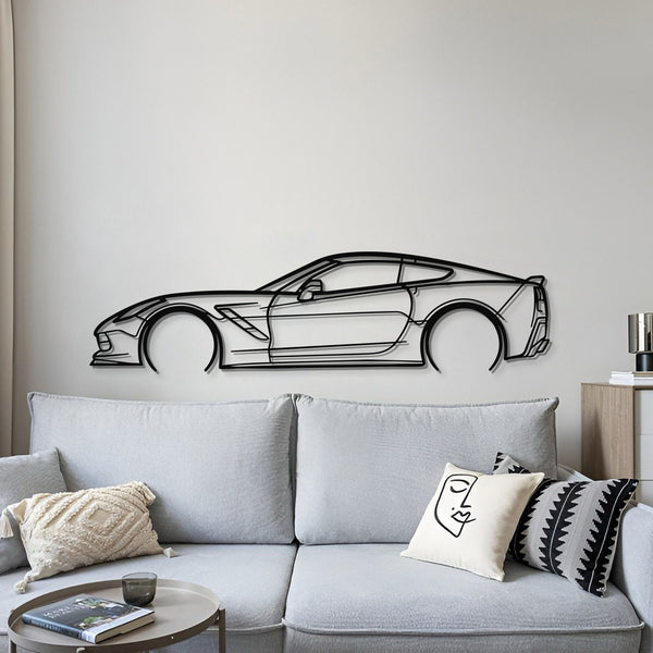 Corvette C7 Detailed Metal Car Wall Art precision-cut metal detail
