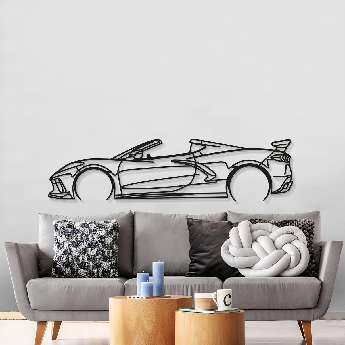 Corvette C8 Detailed Metal Car Wall Art premium silhouette display