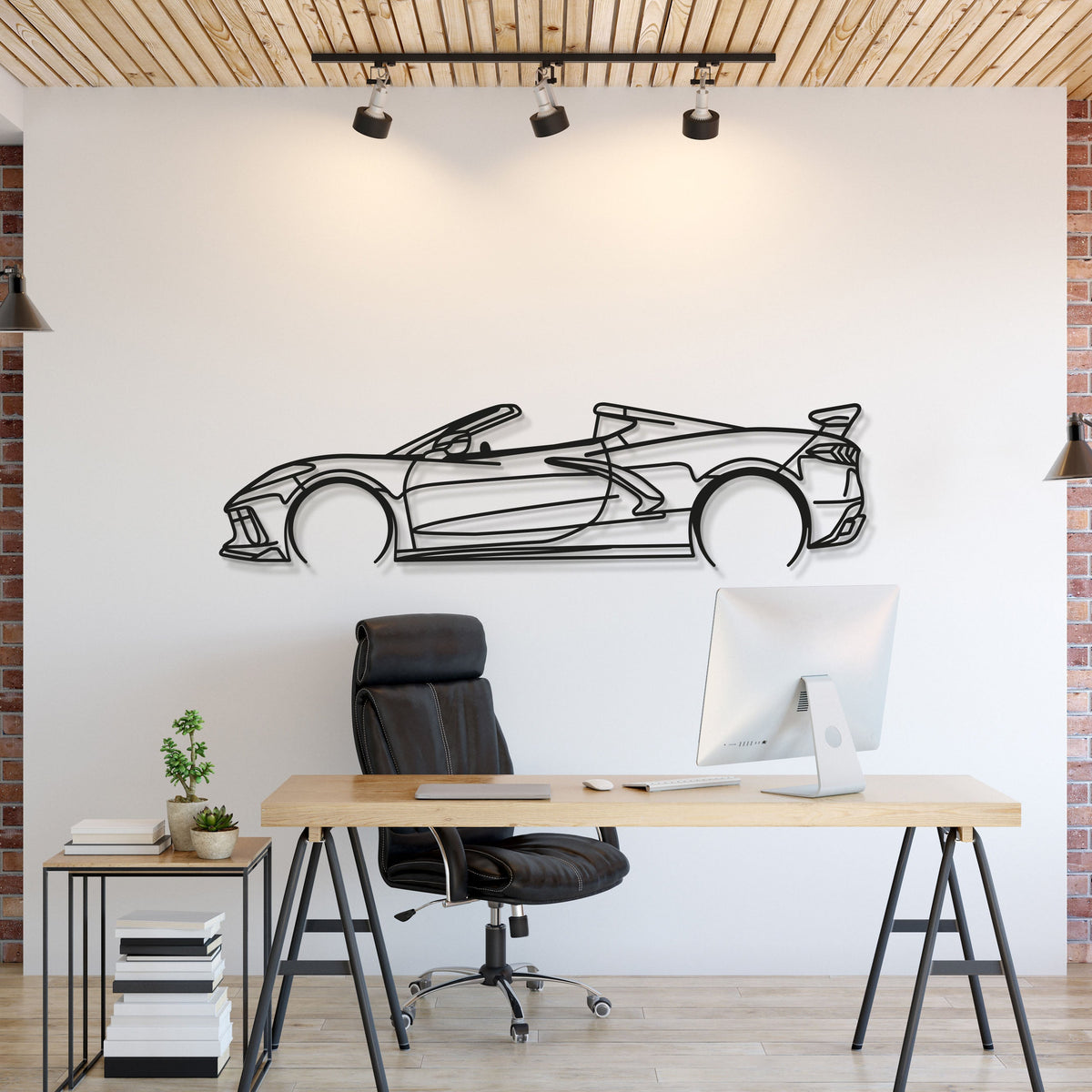 Corvette C8 Detailed Metal Car Wall Art front view