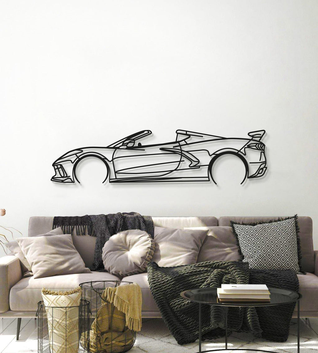 Corvette C8 Detailed Metal Car Wall Art garage style display