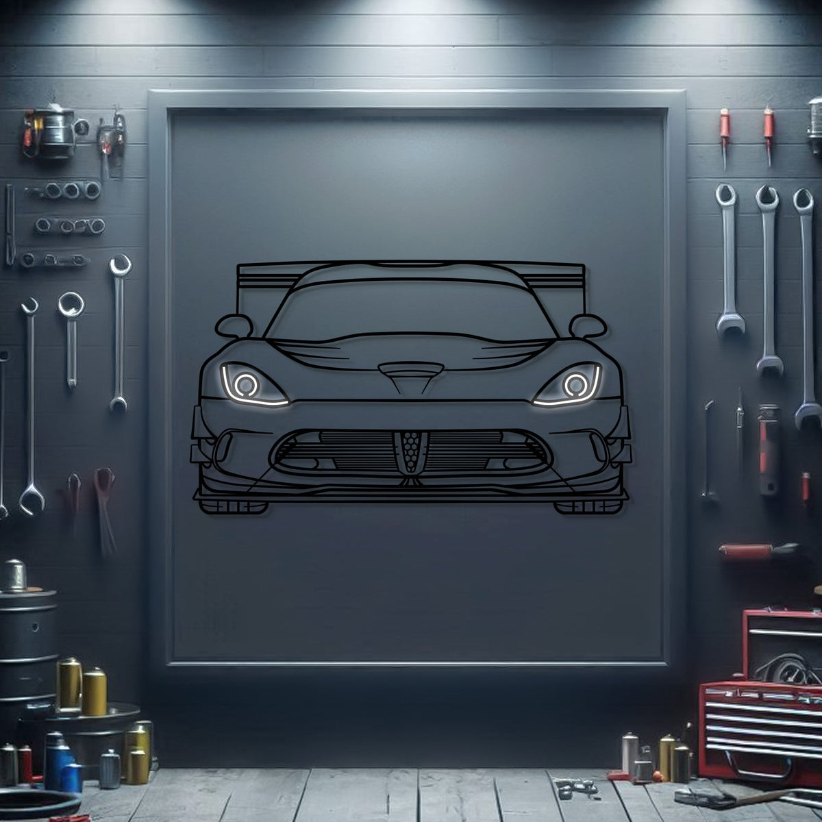 Viper Front View Metal Neon Car Wall Art - MTN0205 Main image
