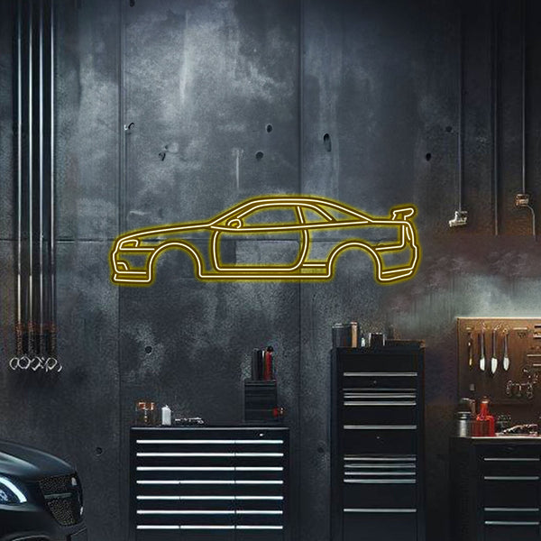 Skyline GT-R R34 Metal Neon Car Wall Art - MTN0036