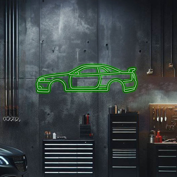 Skyline GT-R R34 Metal Neon Car Wall Art - MTN0036