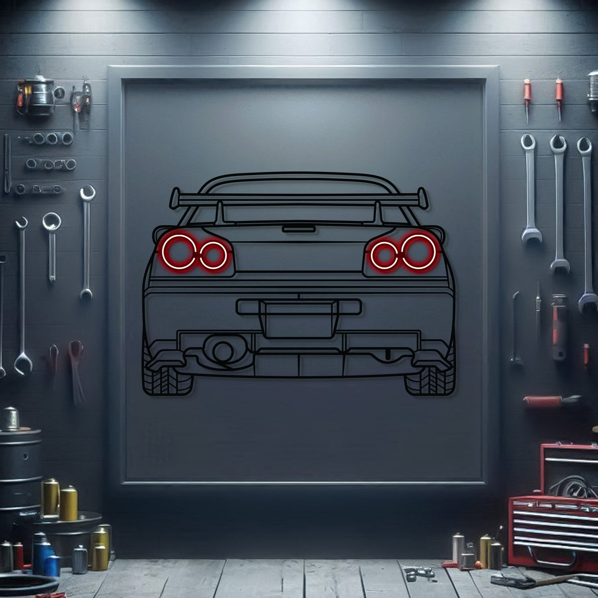 GT-R R34 Back View Metal Neon Car Wall Art - MTN0095 Main image