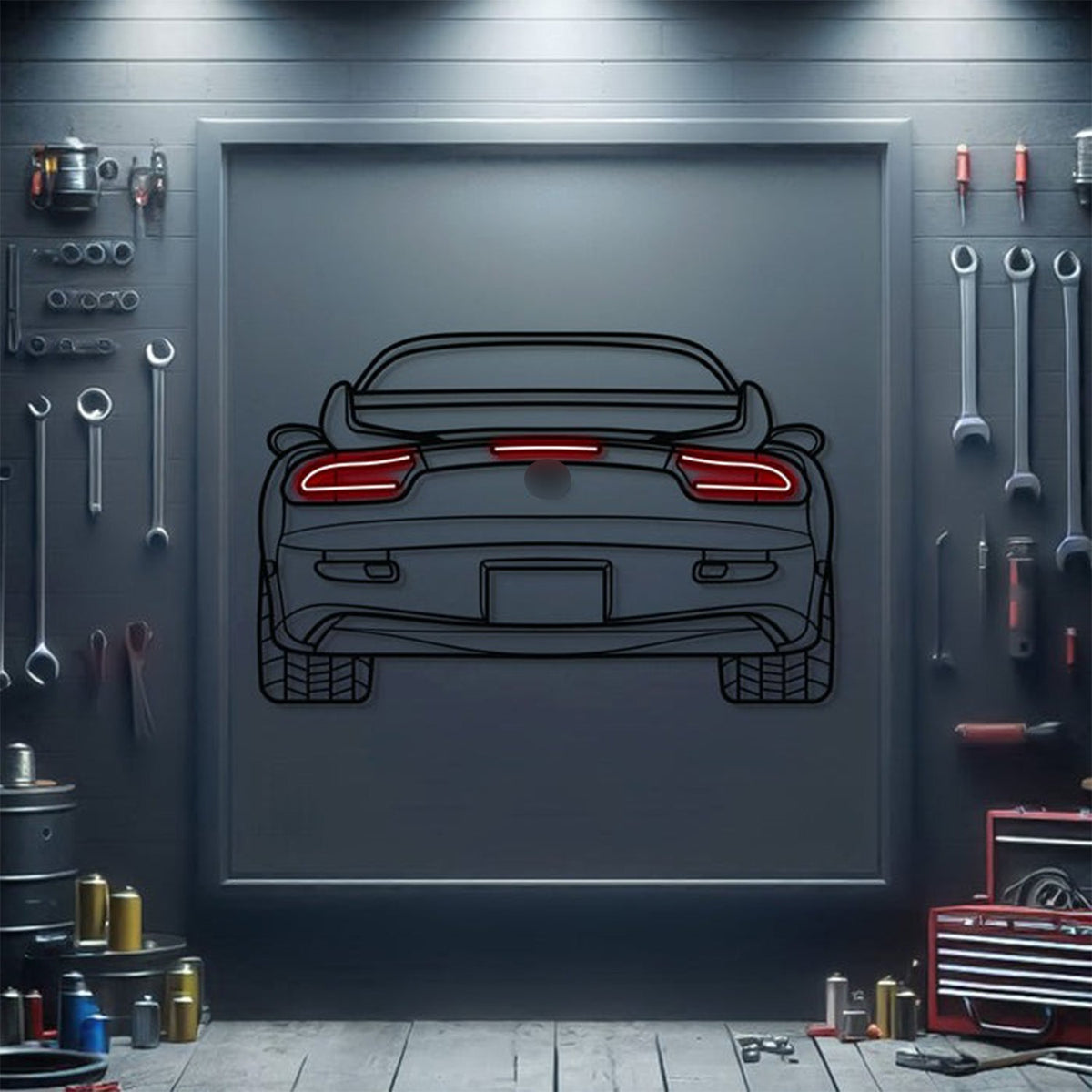 RX7 Back View Metal Neon Car Wall Art - MTN0098 Main image