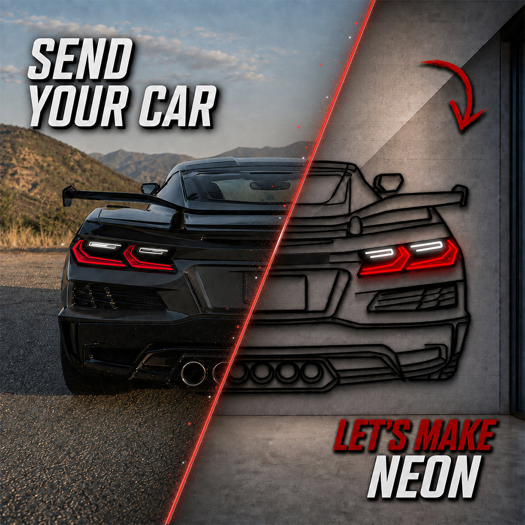 Your Personalized Metal Neon Car Wall Art - (Front and rear views only) Main image
