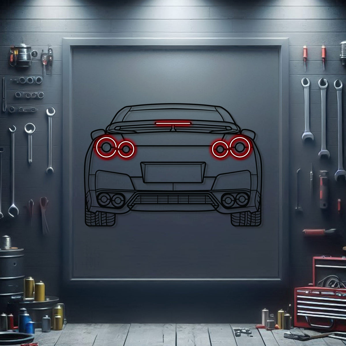 GT-R R35 Back View Metal Neon Car Wall Art - MTN0096 Main image