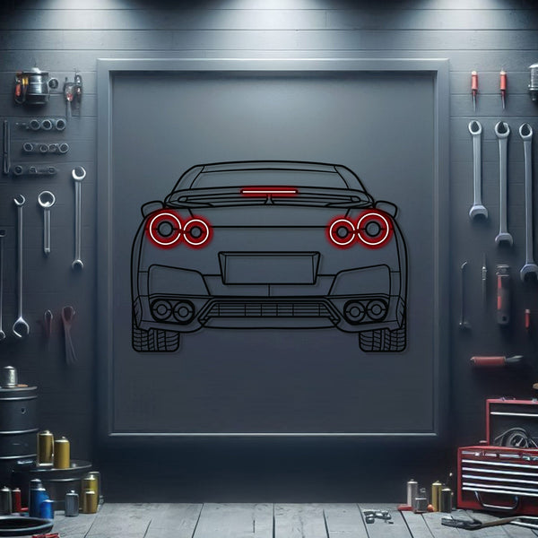 GT-R R35 Back View Metal Neon Car Wall Art - MTN0096
